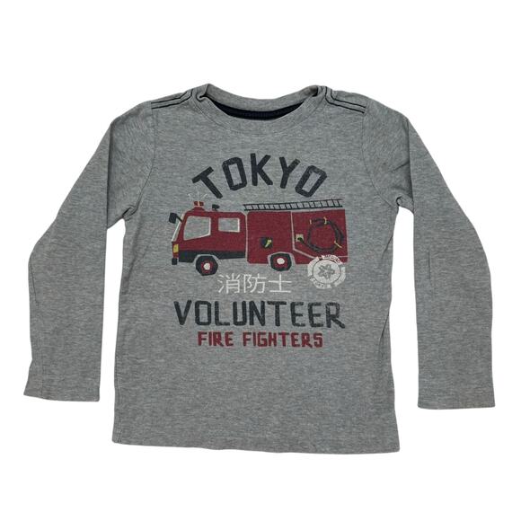 TEA COLLECTION Tokyo Volunteer Fire Fighters Gray L/S Tee Size 6 Boys #6F22121 - Picture 1 of 4